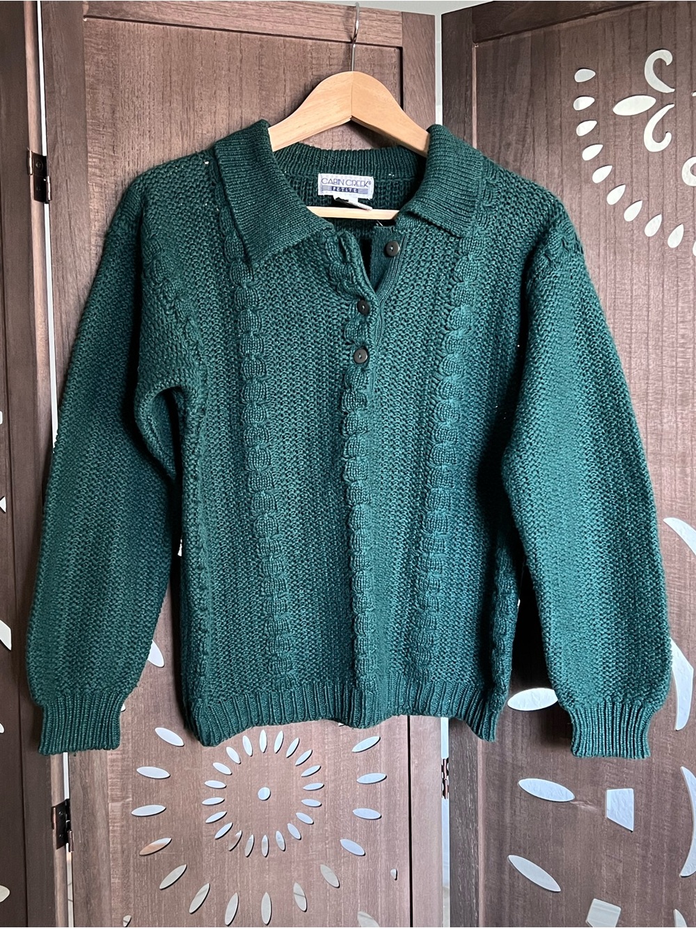 Cabin Creek Forest Green Cable-Knit Button Cardigan